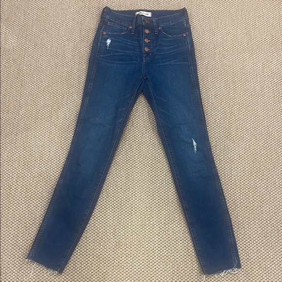 Madewell Denim - Madewell 10” High Rise Skinny Button-Fly Jeans in Dark Blue